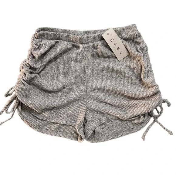 GAZE Women's Ruched Lounge Shorts Elastic Waist Size S M L Gray - Picture 1 of 5